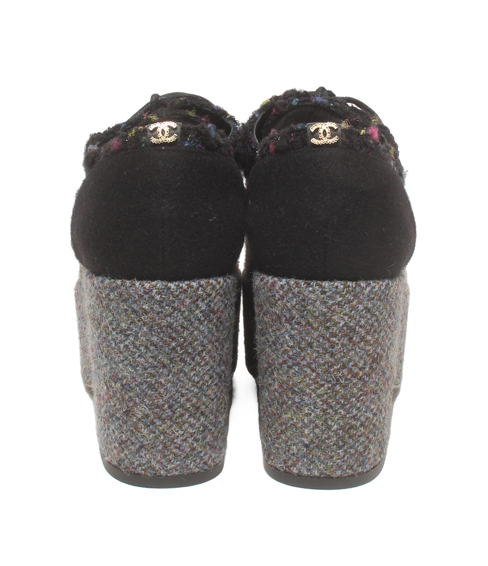 美品 CHANEL プラットフォームシューズ ツイード 厚底 レディース SIZE 37 シャネル