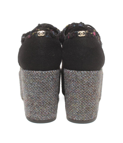 美品 CHANEL プラットフォームシューズ ツイード 厚底 レディース SIZE 37 シャネル