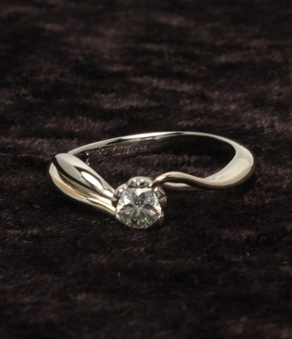 美品 もくめがねや リング 指輪 K18 Pt900 SV925 さくらダイヤモンド 0.254ct レディース 杢目金屋