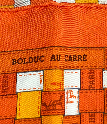 美品 HERMES スカーフ カレ90 シルク100% ボルデュック チェック レディース エルメス