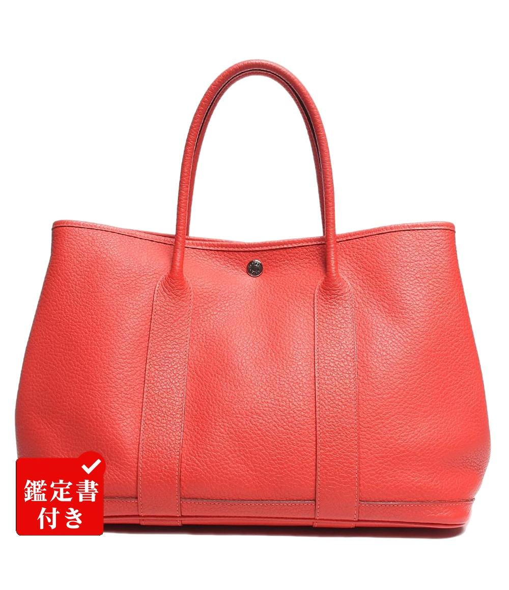 エルメス レザートートバッグ T刻印 シルバー金具 ガーデンパーティPM ネゴンダ ルージュトマト レディース HERMES
