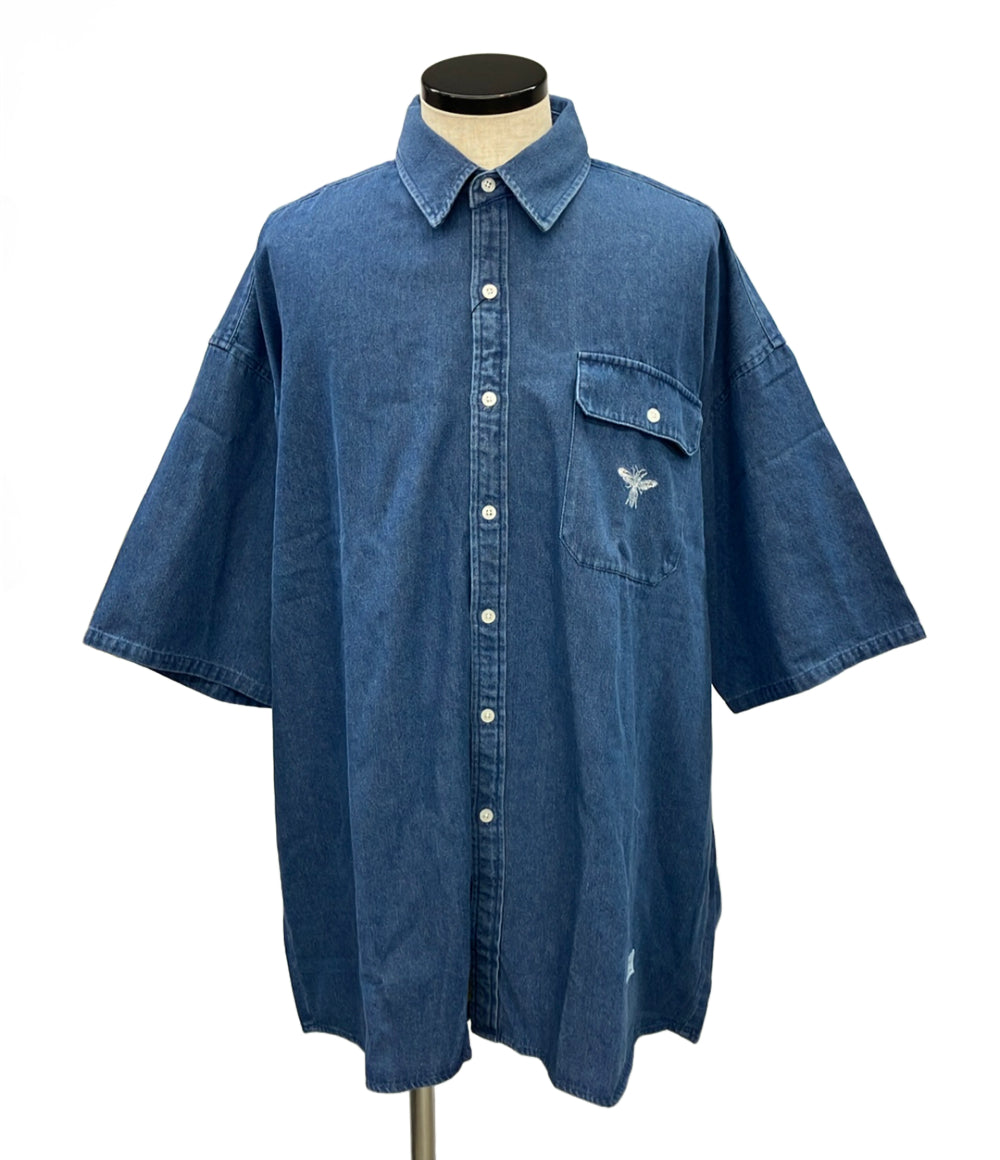 FAT デニムシャツ 半袖 BEEJEAN 蜂の刺繍 ビッグシルエット オーバーサイズ タグ付き F32610-SH16-AB メンズ SIZE JUMBO (XXL) エフエーティー