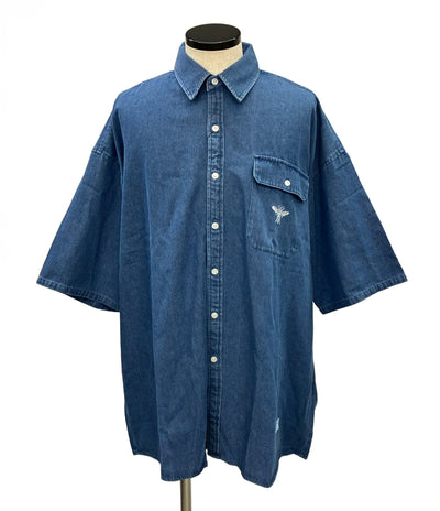 FAT デニムシャツ 半袖 BEEJEAN 蜂の刺繍 ビッグシルエット オーバーサイズ タグ付き F32610-SH16-AB メンズ SIZE JUMBO (XXL) エフエーティー