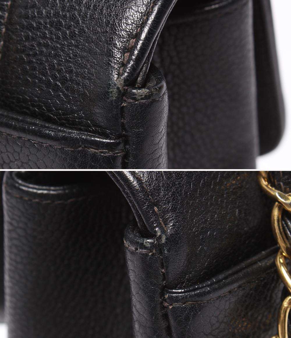 CHANEL チェーンショルダーバッグ ゴールド金具 ダイアナ フラップ マトラッセ ４番台 キャビアスキン レディース シャネル