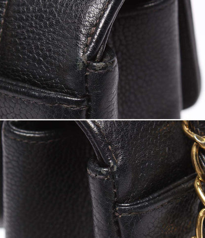 CHANEL チェーンショルダーバッグ ゴールド金具 ダイアナ フラップ マトラッセ ４番台 キャビアスキン レディース シャネル