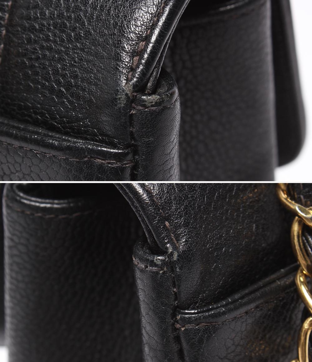 CHANEL チェーンショルダーバッグ ゴールド金具 ダイアナ フラップ マトラッセ ４番台 キャビアスキン レディース シャネル