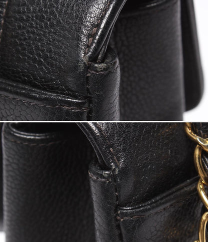 CHANEL チェーンショルダーバッグ ゴールド金具 ダイアナ フラップ マトラッセ ４番台 キャビアスキン レディース シャネル