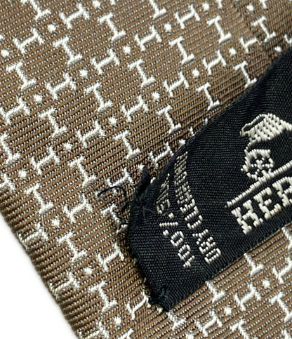美品 HERMES ネクタイ シルク100% 総柄 メンズ エルメス