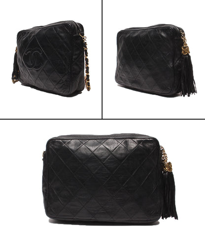 CHANEL チェーンショルダーバッグ ラムスキン ゴールド金具 1番台 マトラッセ レディース シャネル
