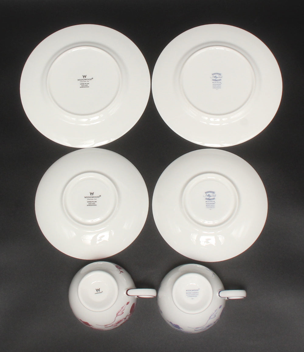 美品 WEDGWOOD カップ＆ソーサー プレート 皿 18cm 4点セット ワインプラム ブループラム ウエッジウッド