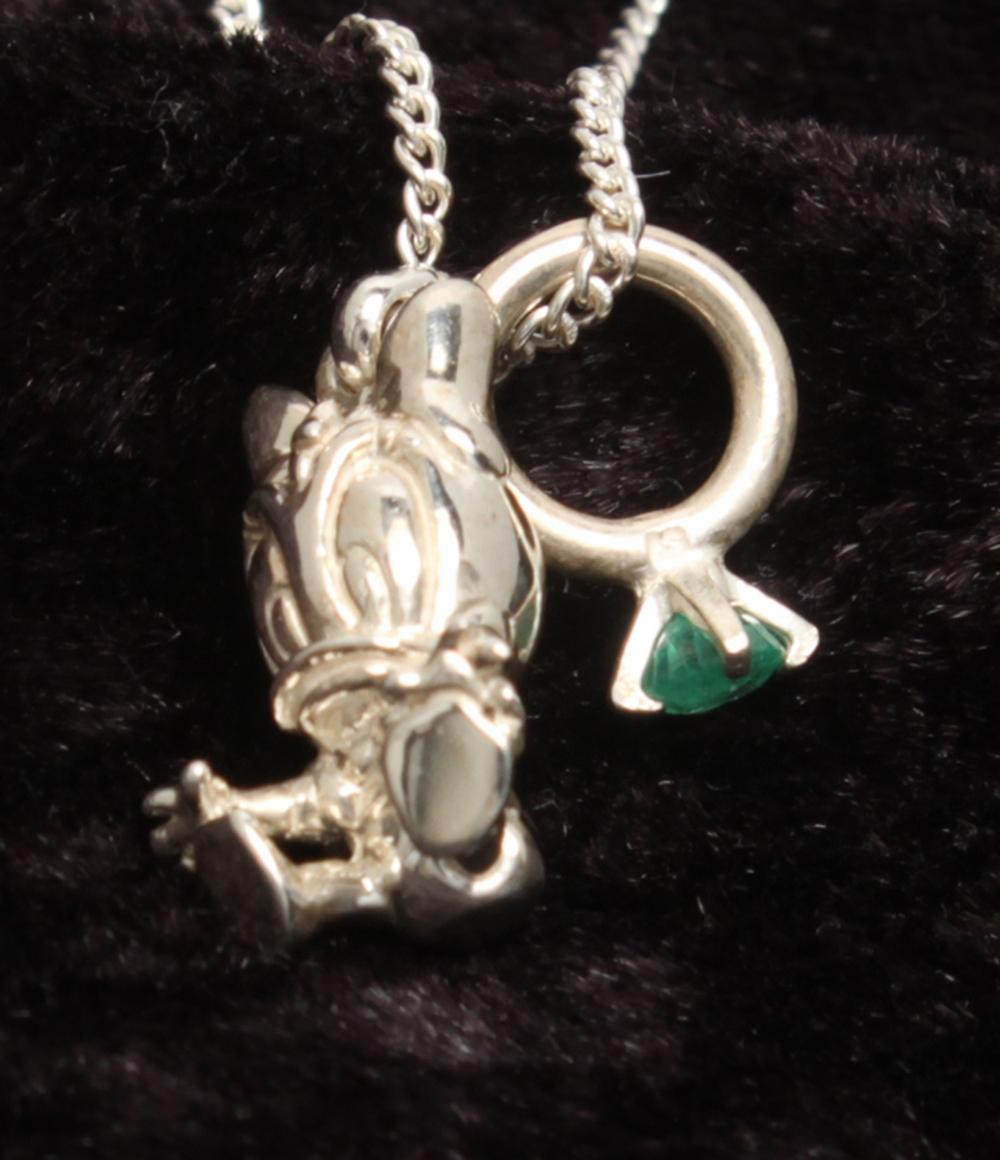 美品 Disney ネックレス SV925 デイジーダックモチーフ エメラルドチャーム レディース ディズニー