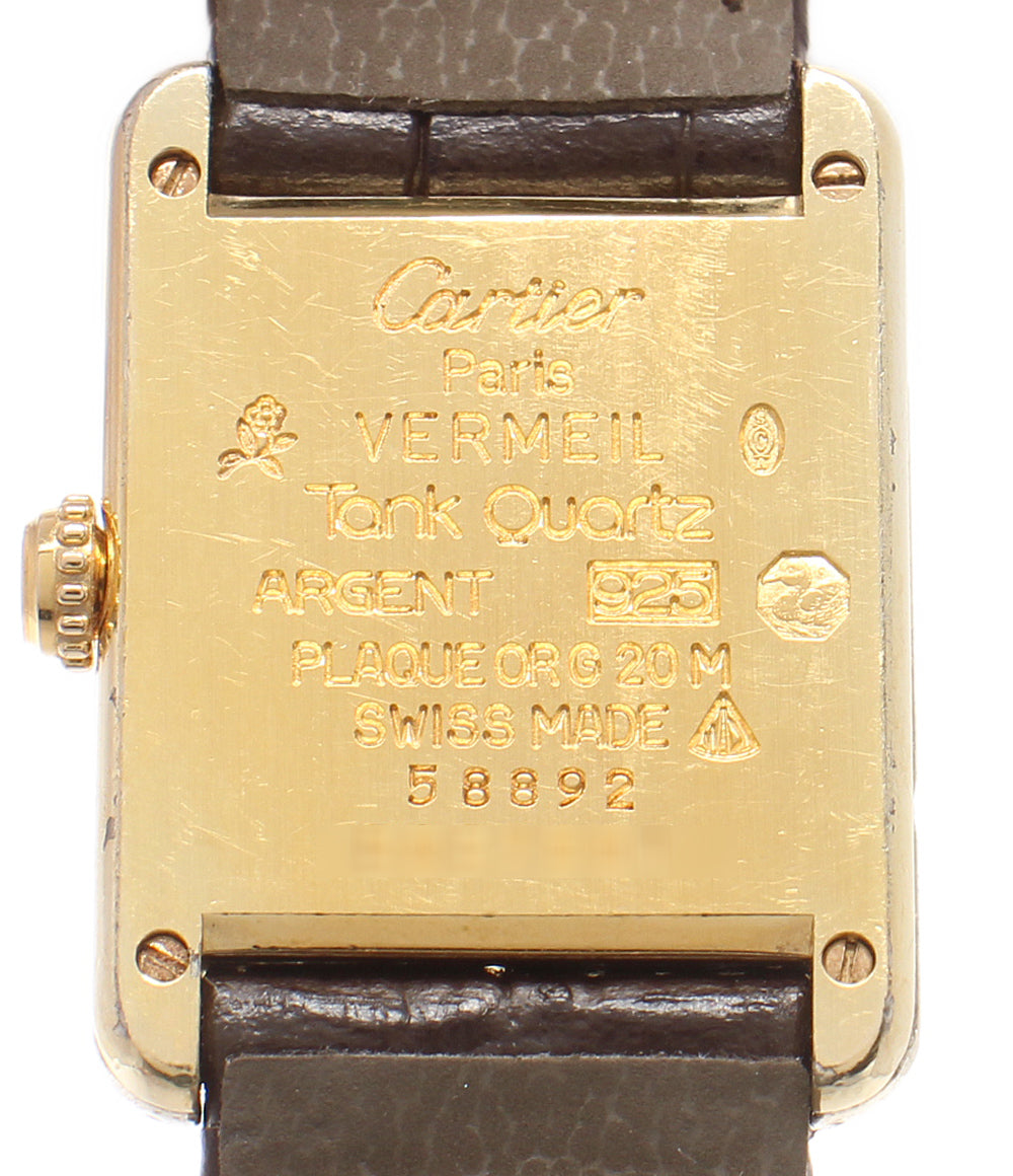 Cartier 腕時計 925 マストタンクSM ヴェルメイユ クオーツ ベージュ W1003153 レディース カルティエ