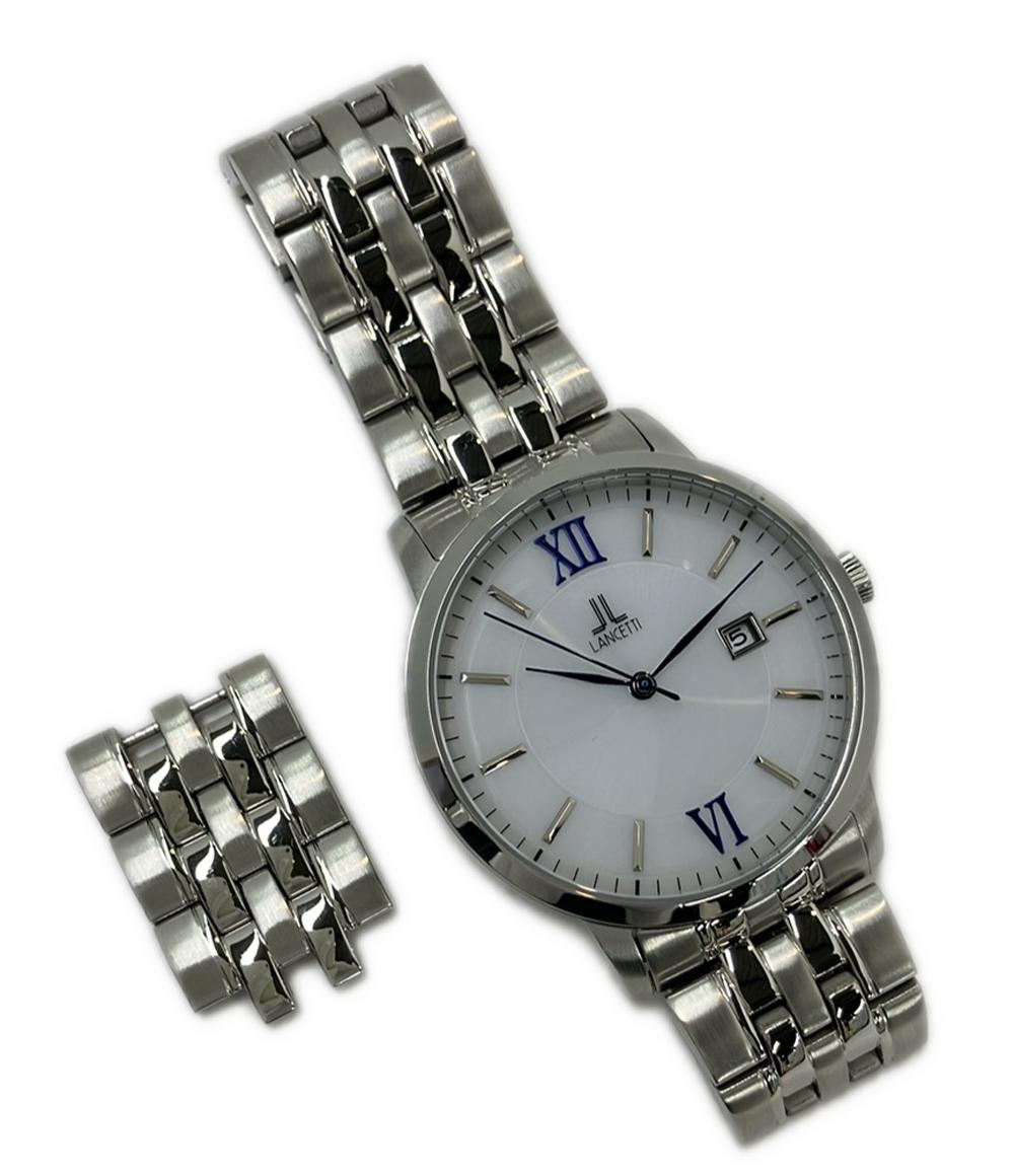 美品 LANCETTI 腕時計 ソーラー ホワイト LT-6865 メンズ ランチェッティ