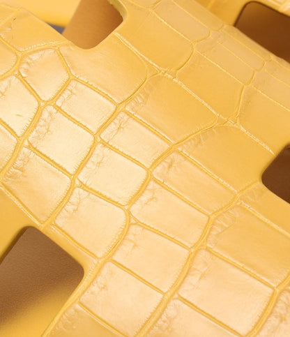 美品 HERMES フラットサンダル クロコダイル Hロゴ イズミール メンズ レディース SIZE 40 (25cm) エルメス