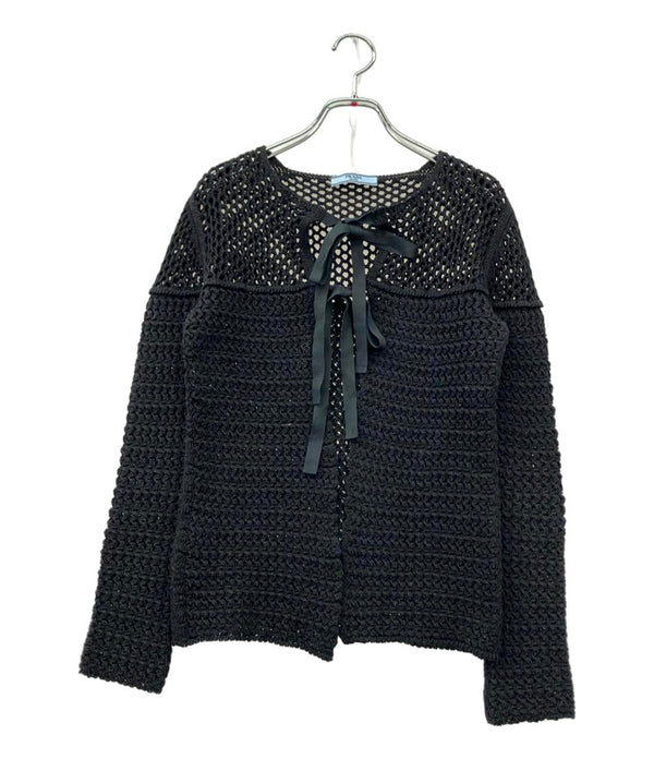 PRADA カーディガン サイズ40 PRADA ニットカーディガン メッシュ P25364 1ADJ レディース SIZE 40