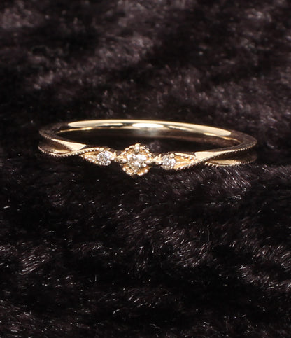 美品 agete リング 指輪 K10 ダイヤ 0.03ct レディース SIZE 7号 アガット