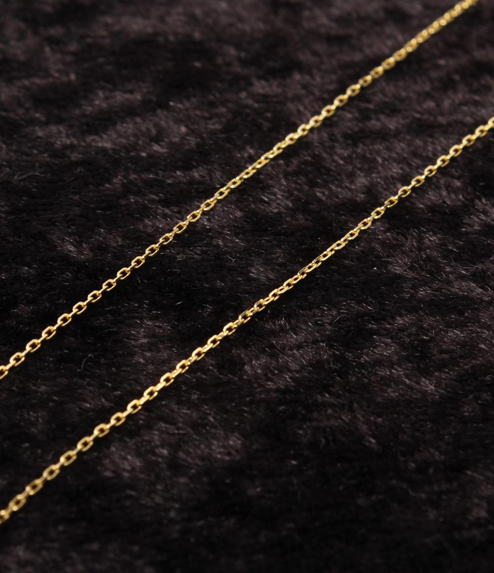 美品 AHKAH ネックレス K18 パヴェダイヤ 0.05ct ハートモチーフ レディース アーカー