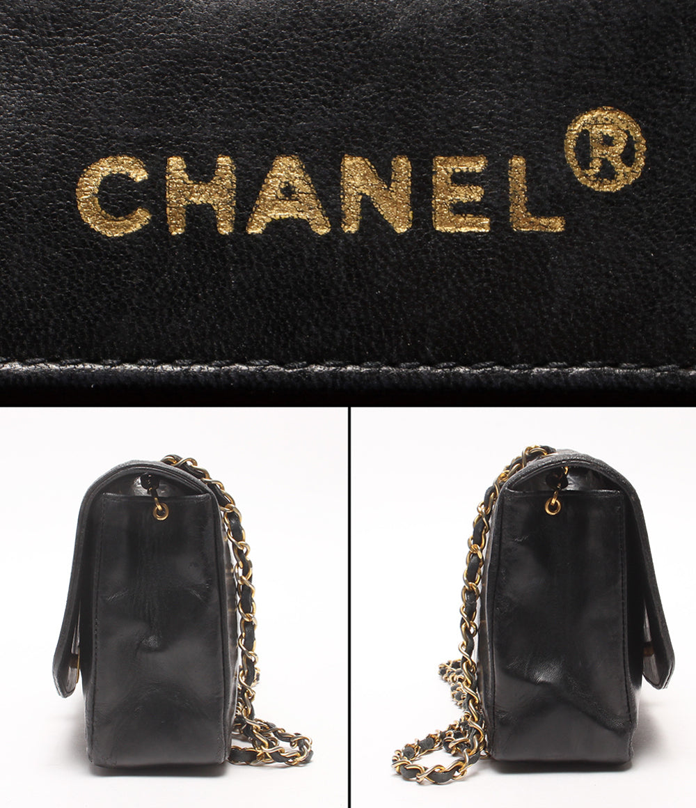 CHANEL チェーンショルダーバッグ 肩掛け ゴールド金具 シングルチェーン シングルフラップ ダイアナ25 マトラッセ ラムスキン レディース シャネル