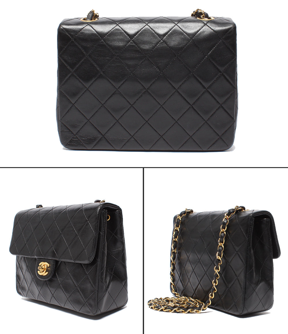 CHANEL チェーンショルダーバッグ ゴールド金具 マトラッセ20 1番台 シングルチェーン シングルフラップ レディース シャネル