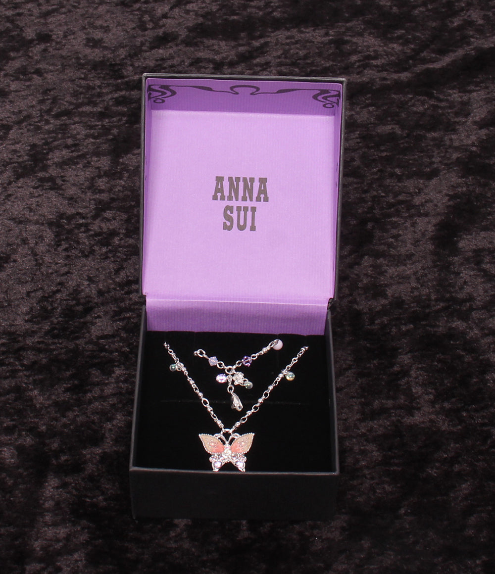 美品 ANNA SUI ネックレス バタフライモチーフ 蝶モチーフ 2点セット レディース アナスイ
