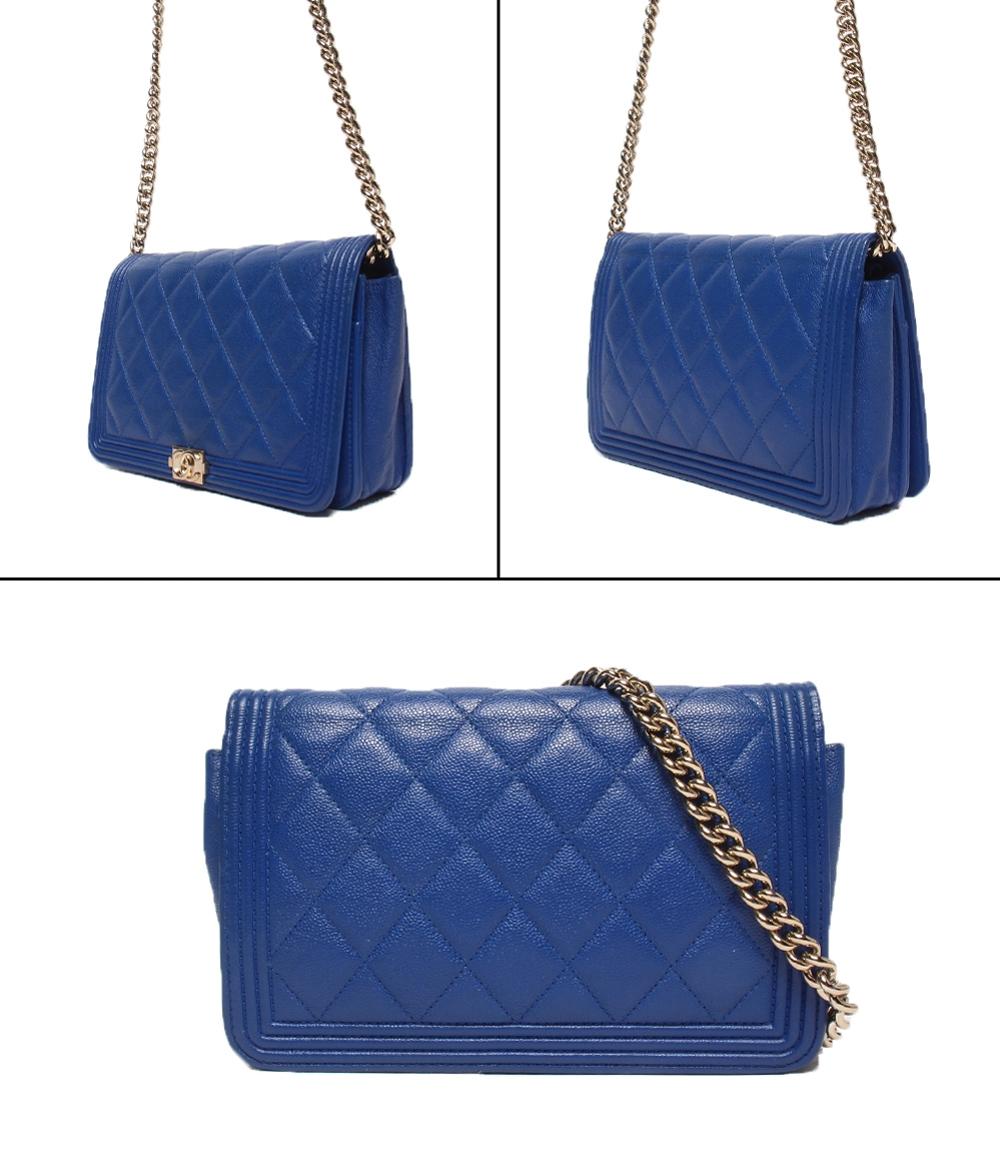 CHANEL チェーンショルダーバッグ チェーンウォレット ゴールド金具 キャビアスキン ボーイシャネル マトラッセ レディース シャネル