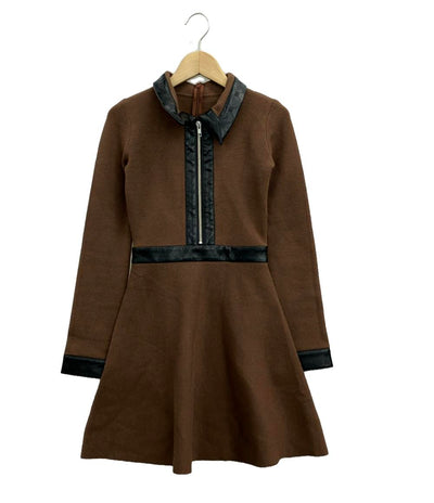 ダーリッチ 長袖ニットワンピース ハーフジップ ロゴレザー レディース SIZE F (M) Darich