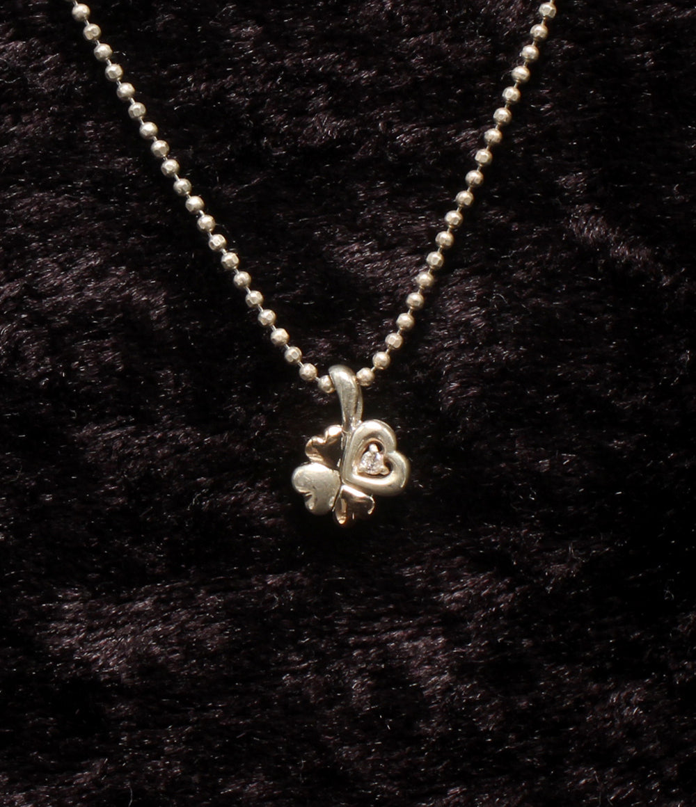courreges ネックレス K18 SV ダイヤ 0.01ct クローバーモチーフ レディース クレージュ