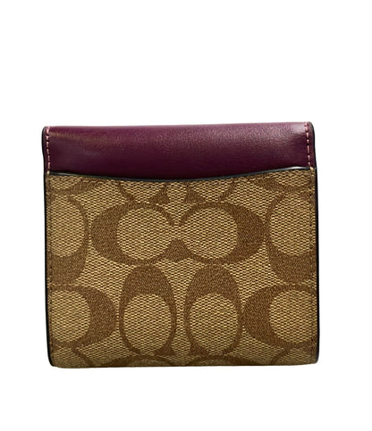 美品 COACH 三つ折り財布 シグネチャー レディース コーチ