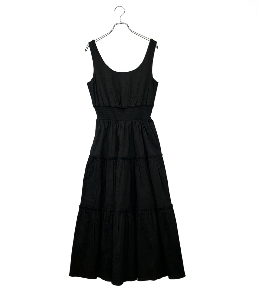 美品 Kate Spade TIERED MIDI DRESS シアサッカー ノースリーブワンピース KM113 レディース SIZE 4 (M) ケイトスペード