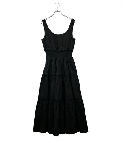 美品 Kate Spade TIERED MIDI DRESS シアサッカー ノースリーブワンピース KM113 レディース SIZE 4 (M) ケイトスペード