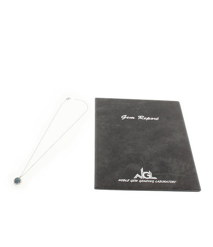 美品 ネックレス Pt900 Pt850 ブラックオパール 1.616ct ダイヤ 0.18ct レディース