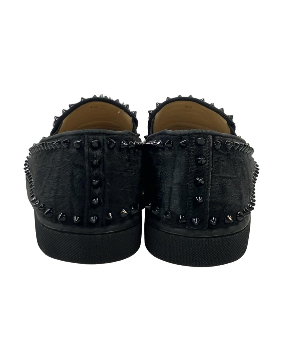 美品 Christian Louboutin スリッポン ハラコ スタッズ Pik Boat メンズ SIZE 40 (S) クリスチャンルブタン