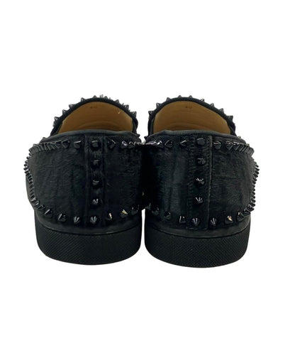 美品 Christian Louboutin スリッポン ハラコ スタッズ Pik Boat メンズ SIZE 40 (S) クリスチャンルブタン