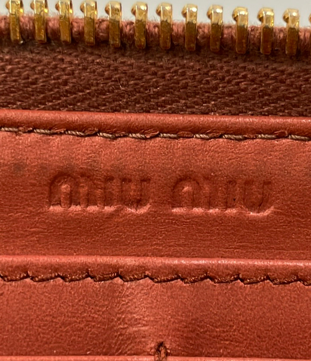 MIUMIU L字ファスナー長財布 クロコ型押しレザー レディース ミュウミュウ