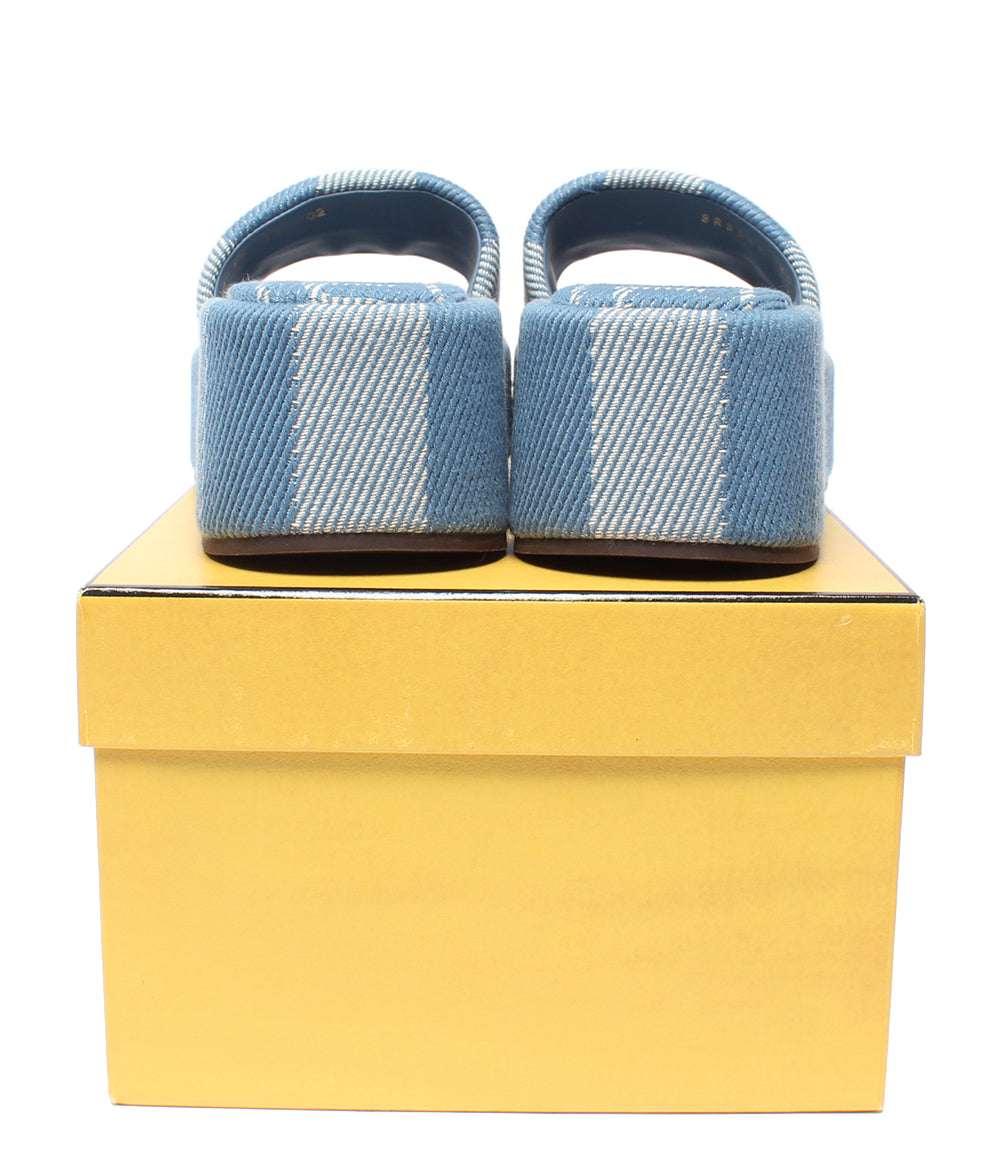 美品 FENDI サンダル 厚底 デニムエフェクト ジャカード サンシャイン プラットフォーム 8R8515 レディース SIZE 35 (22.5cm) フェンディ