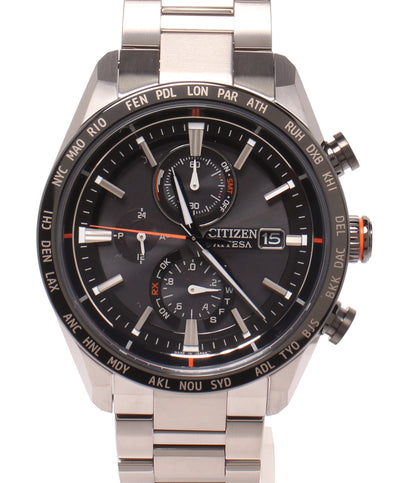 美品 CITIZEN 腕時計 電波ソーラー アテッサ ATTESA ソーラー ブラック H800-A1 メンズ シチズン