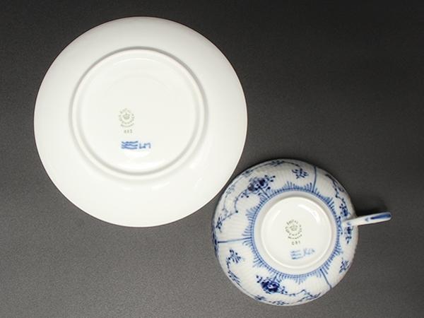 美品 Royal Copenhagen カップ＆ソーサー ブルーフルーテッド ハーフレース ロイヤルコペンハーゲン