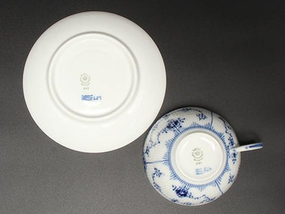 美品 Royal Copenhagen カップ＆ソーサー ブルーフルーテッド ハーフレース ロイヤルコペンハーゲン
