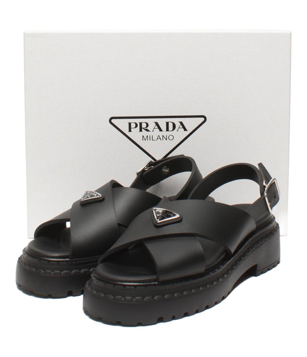 美品 PRADA モノリス ラバー サンダル 厚底 1X382N 3LKK レディース