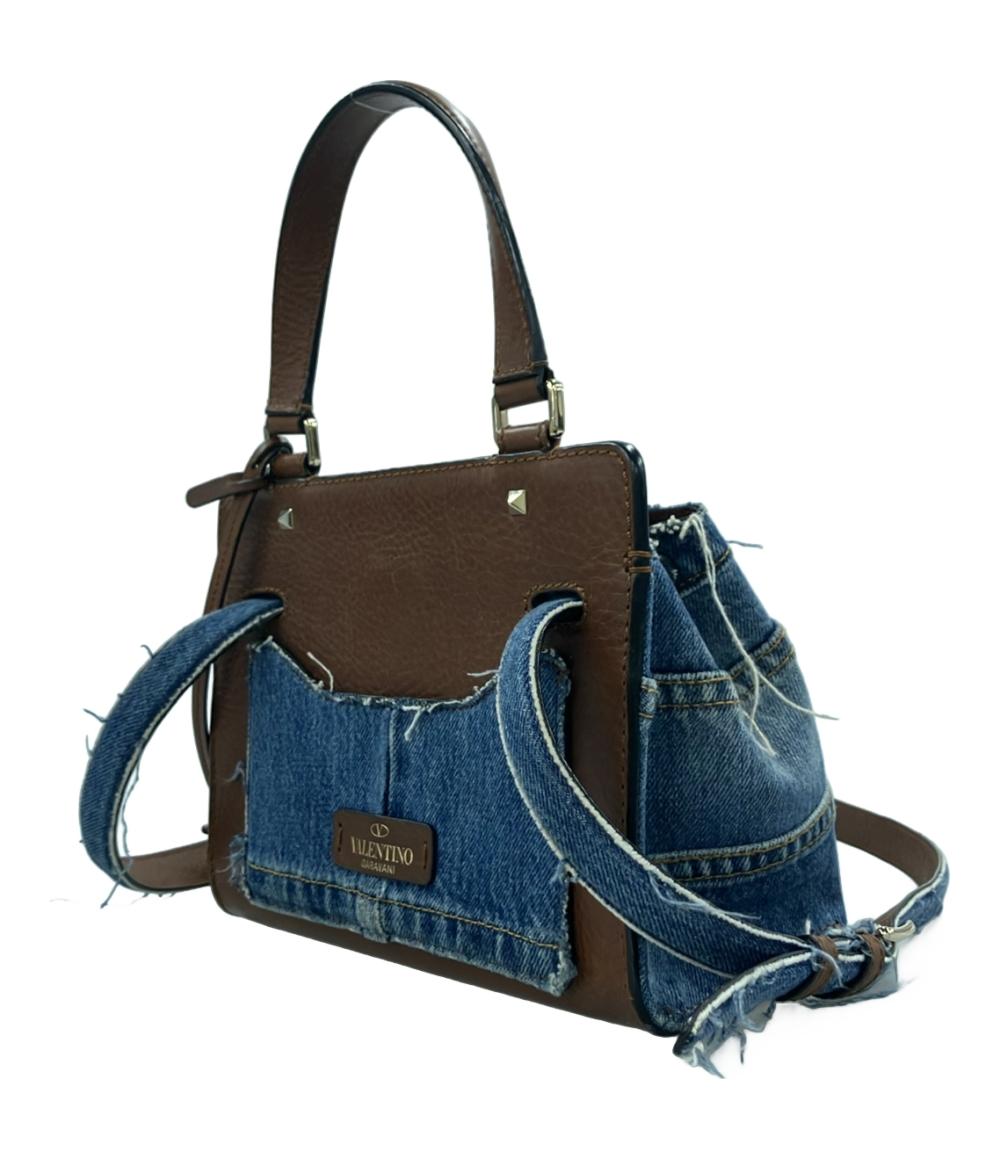 ヴァレンティノ 2wayハンドバッグ ショルダーバッグ デニム スタッズ PW2B0A55XZB レディース VALENTINO