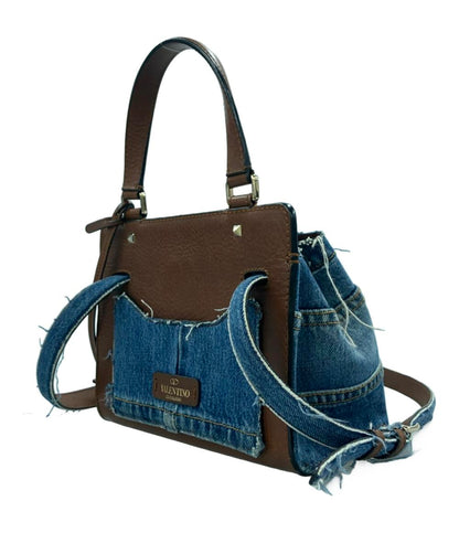 ヴァレンティノ 2wayハンドバッグ ショルダーバッグ デニム スタッズ PW2B0A55XZB レディース VALENTINO