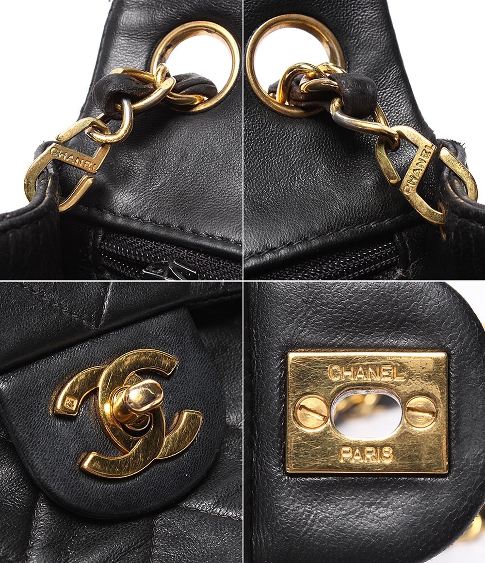 CHANEL チェーンショルダーバッグ ゴールド金具 ラムスキン 4番台 シングルチェーン シングルフラップ ミニマトラッセ レディース シャネル