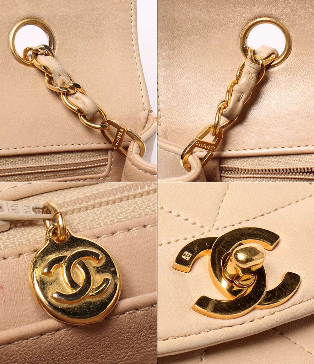 CHANEL チェーンショルダーバッグ 肩掛け 斜め掛け シングルチェーン シングルフラップ ゴールド金具 4番台 マトラッセ レディース シャネル