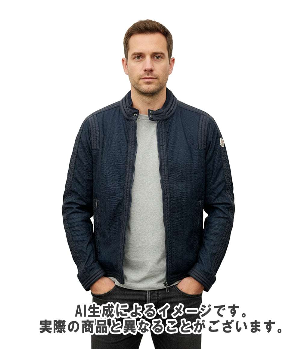 MONCLER ライダースジャケット ブルゾン ロゴワッペン ダブルジップ LEMAN 510914112085 メンズ SIZE 1 (S) モンクレール