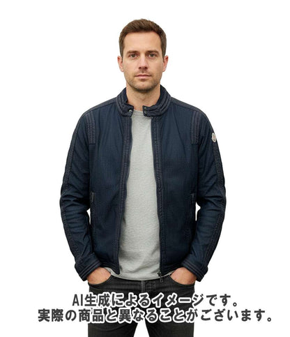 MONCLER ライダースジャケット ブルゾン ロゴワッペン ダブルジップ LEMAN 510914112085 メンズ SIZE 1 (S) モンクレール