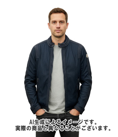 MONCLER ライダースジャケット ブルゾン ロゴワッペン ダブルジップ LEMAN 510914112085 メンズ SIZE 1 (S) モンクレール