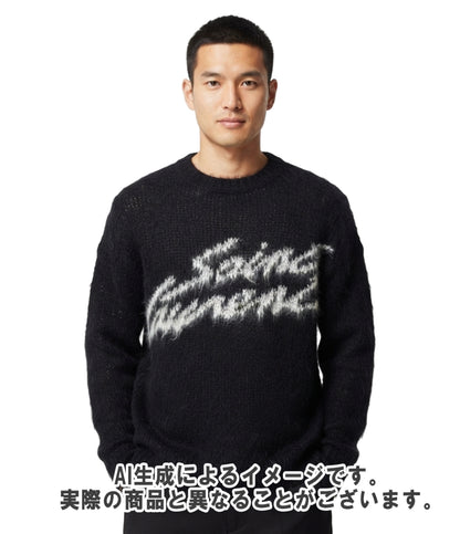 SAINT LAURENT フロントロゴ モヘヤニットセーター 712176 メンズ SIZE M サンローラン