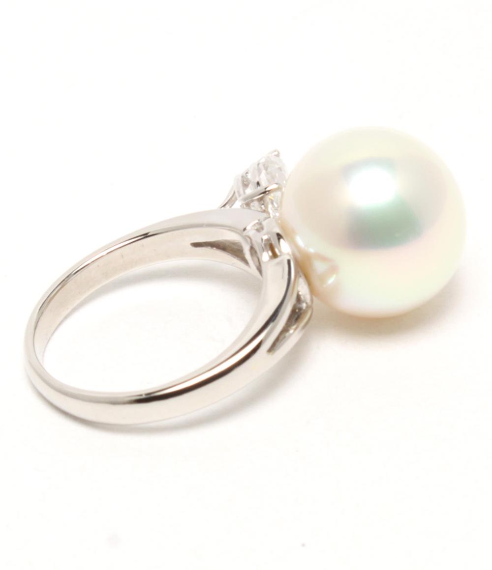 美品 リング 指輪 PT900 南洋パール 13.7mm ダイヤ 1.01ct レディース SIZE 13号
