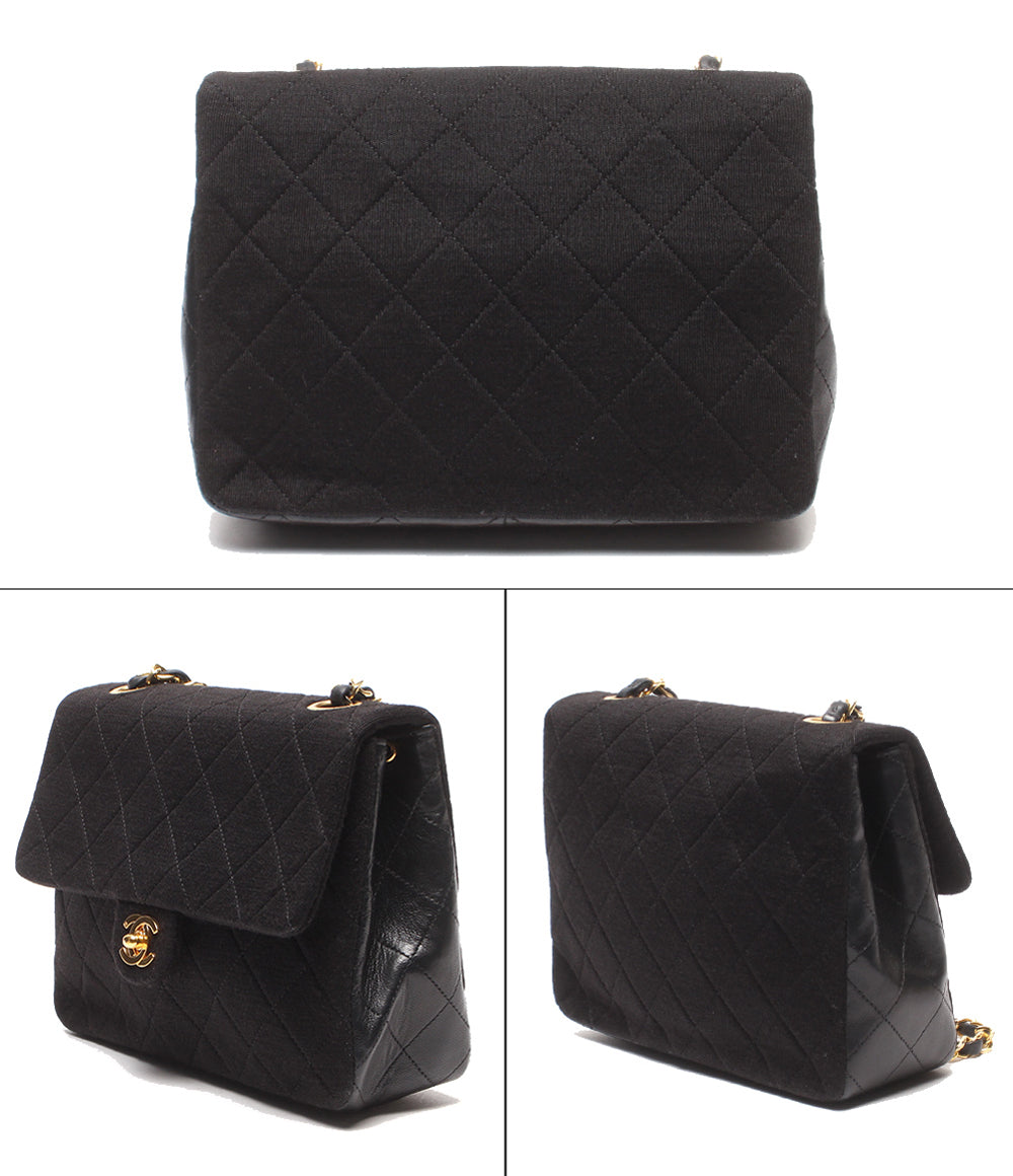 CHANEL チェーンショルダーバッグ 肩掛け ゴールド金具 ミニマトラッセ シングルフラップ シングルチェーン 1番台 ラムスキン×コットン レディース