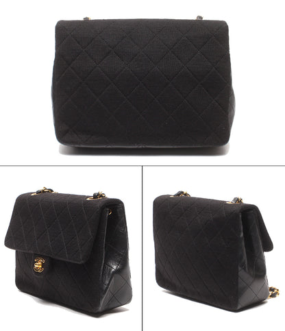 CHANEL チェーンショルダーバッグ 肩掛け ゴールド金具 ミニマトラッセ シングルフラップ シングルチェーン 1番台 ラムスキン×コットン レディース